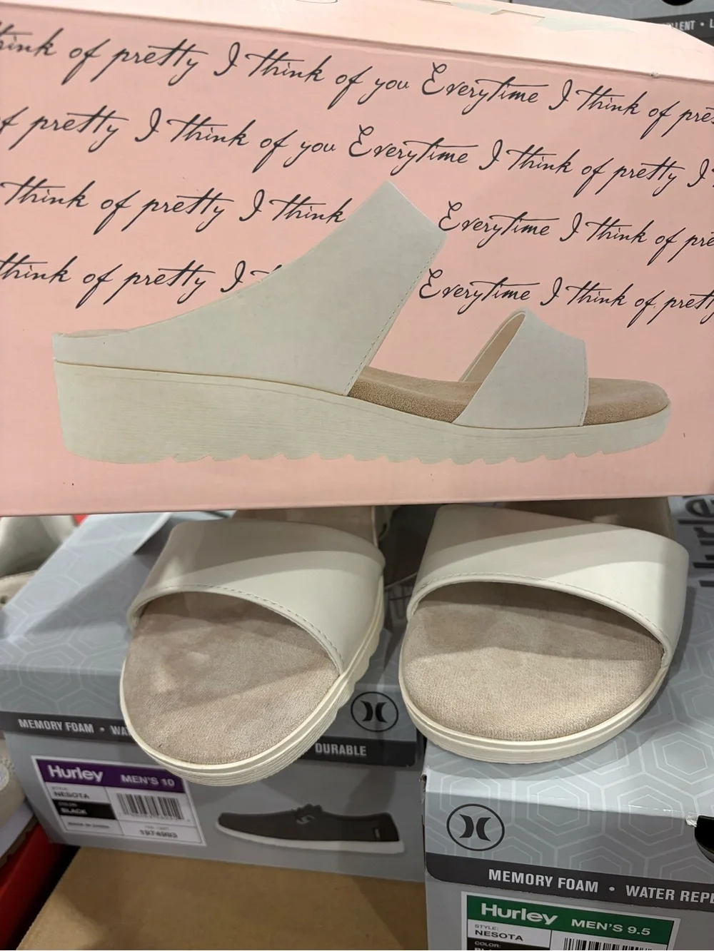Kensie Cream Double-Strap Slide Sandals for Women new